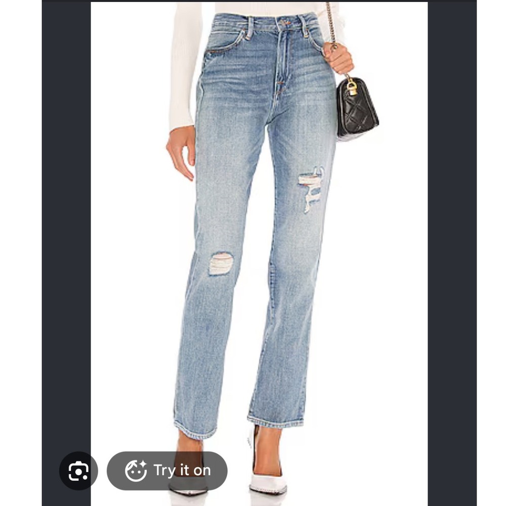 Frame Le Hollywood Fernhill High Rise Straight Leg Distressed Jeans Size 28